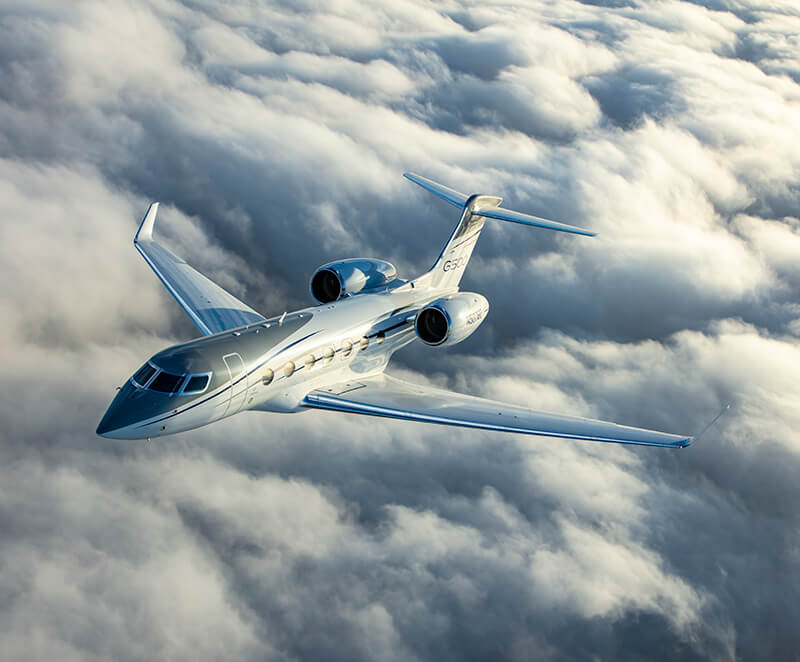 G500 flying above the clouds